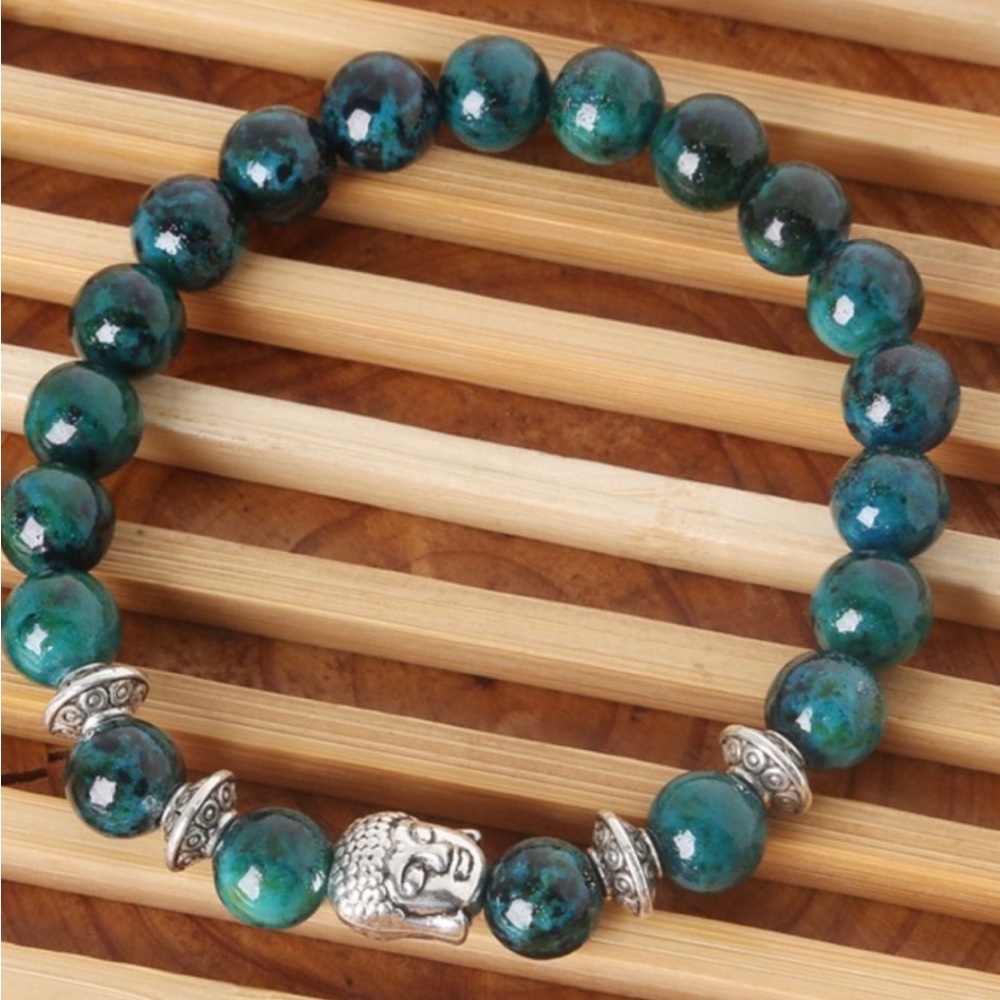 Beaded Bracelet With Silver Buddha